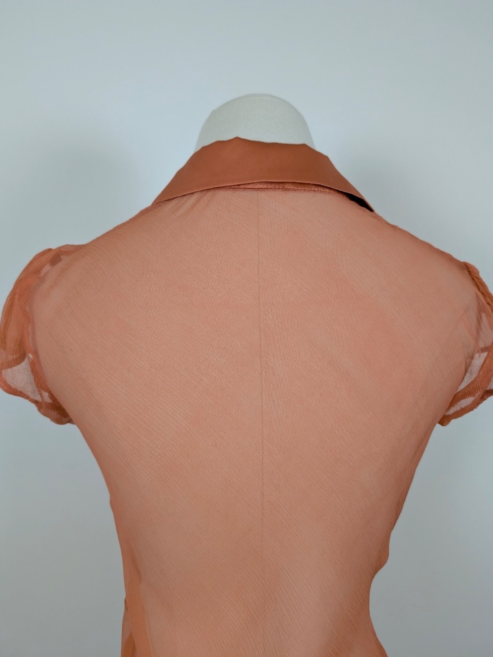 Vintage Silk See-through Coral Dress Mini Size Small Orange - Picture 3 of 14